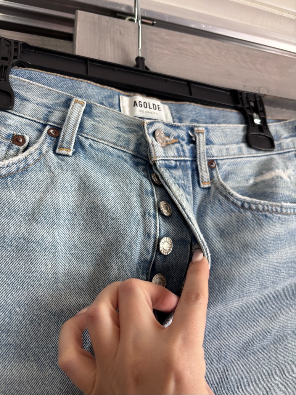 Agolde X Free People Parker Shorts Long Size 27 medium light wash - Picture 5 of 10